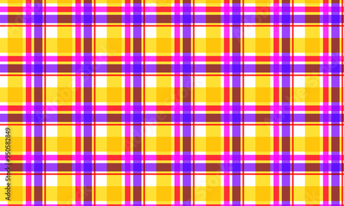 Pattern texture in purple, red & yellow lining, . Seamless striped check plaid graphic for flannel shirt, blanket, throw, or other modern spring summer autumn winter fashion fabric design.