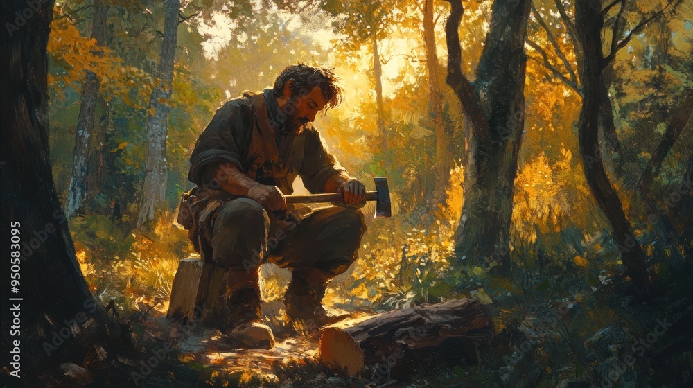 Lumberjack in Golden Forest Lumberjack in Golden Forest