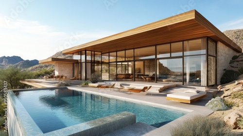 Wallpaper Mural Modern Desert Home with Infinity Pool Torontodigital.ca