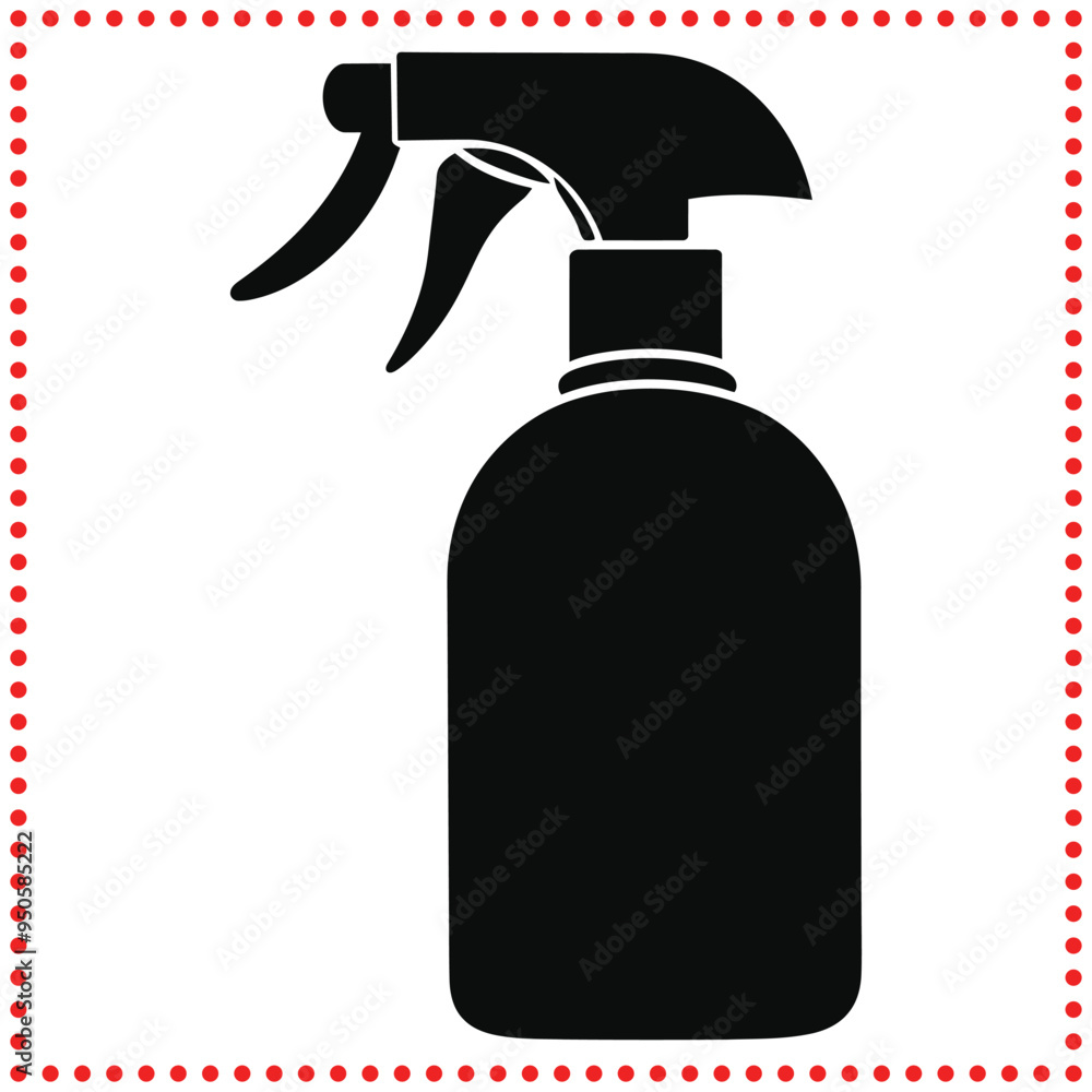 Stylized Silhouette of a Spray Bottle Vector Art for Cleaning and Care ...
