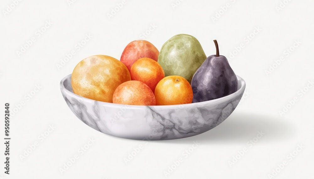 Luxurious marble fruit bowl depicted in soft pastel gray, minimalist single vector. Luxurious marble fruit bowl depicted in soft pastel gray, minimalist single vector.
