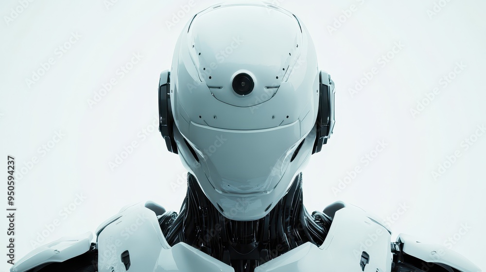 Futuristic Robot in Stark Monochrome Futuristic Robot in Stark Monochrome