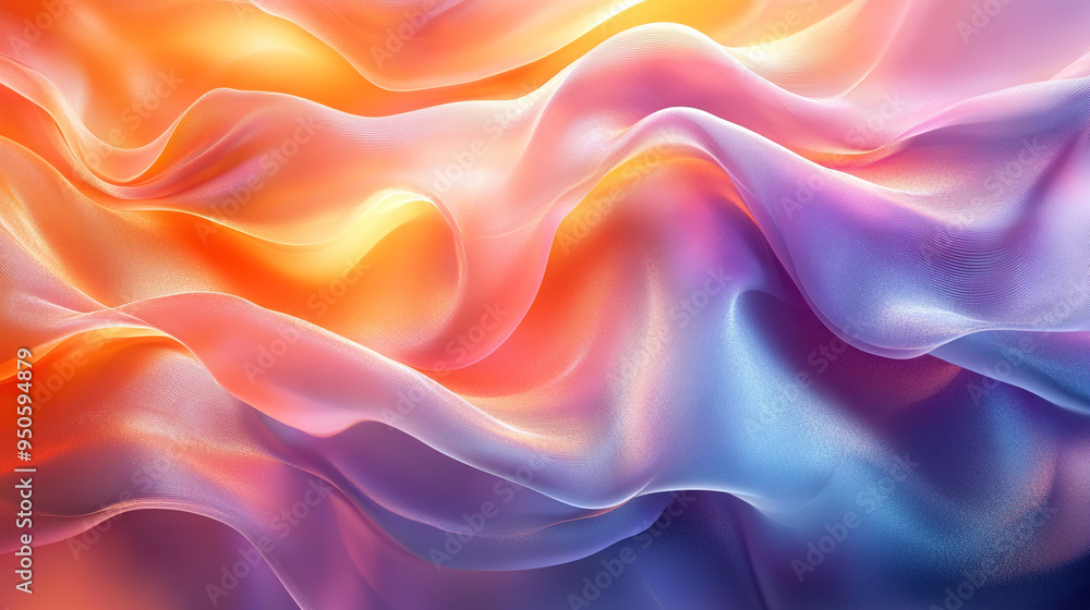 Abstract background with flowing waves of vibrant colors in orange, pink, blue and purple hues. Abstract background with flowing waves of vibrant colors in orange, pink, blue and purple hues.