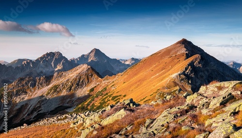 banowka and trzy kopy western tatra mountains range summits during sunny autumn day photo