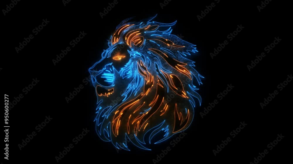 Lion Head Animated Neon Logo with Reveal Effect - Overlay Graphic Element Lion Head Animated Neon Logo with Reveal Effect - Overlay Graphic Element