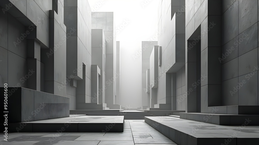 Obraz premium Minimalistic Abstract Modern Cityscape with Sharp angles and Shadows