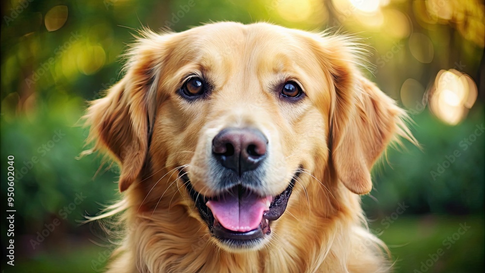 Adorable golden retriever's expressive face fills the frame, warm brown eyes sparkling with kindness, a gentle smile curving the mouth, and a fluffy nose twitching slightly. Adorable golden retriever's expressive face fills the frame, warm brown eyes sparkling with kindness, a gentle smile curving the mouth, and a fluffy nose twitching slightly.
