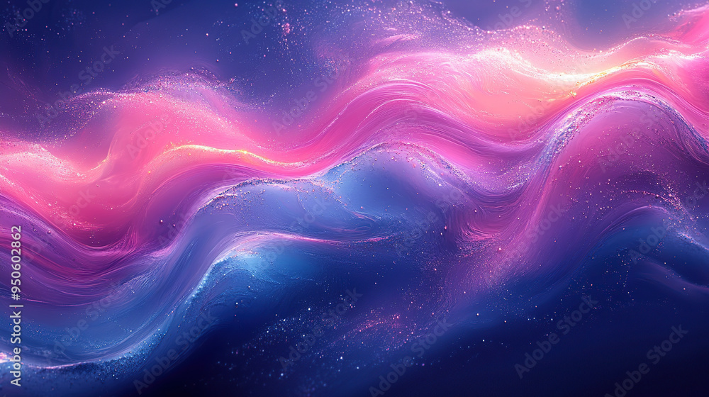 Abstract background with pink and blue waves and glittering dust particles. Abstract background with pink and blue waves and glittering dust particles.