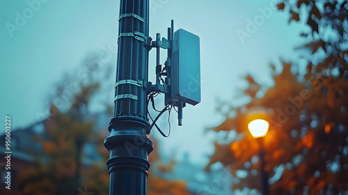 Small 5G antenna on a street light pole