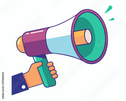 Hand Holding megaphone vector icon, Announcing hand mike illustration on white background