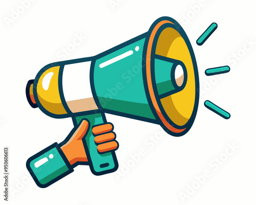 Hand Holding megaphone vector icon, Announcing hand mike illustration on white background