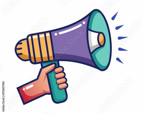 Hand Holding megaphone vector icon, Announcing hand mike illustration on white background