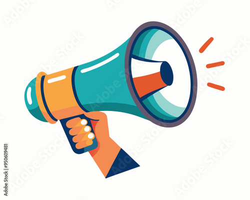 Hand Holding megaphone vector icon, Announcing hand mike illustration on white background