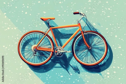 Urban cycling flat design top view bike cartoon drawing Complementary Color Scheme