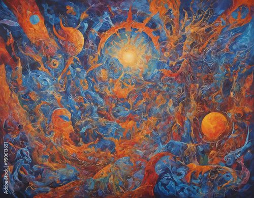 a painting of some kind of artwork in the air