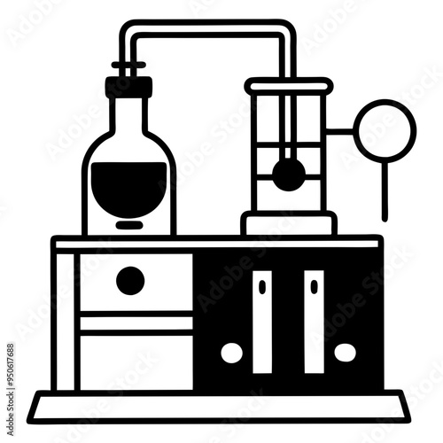 Gas Chromatograph silhouette vector art illustration 