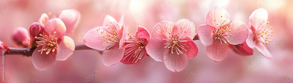 Fototapeta premium Beautiful spring flowers, nature element, digital painting, pastel colors, isolated on white background