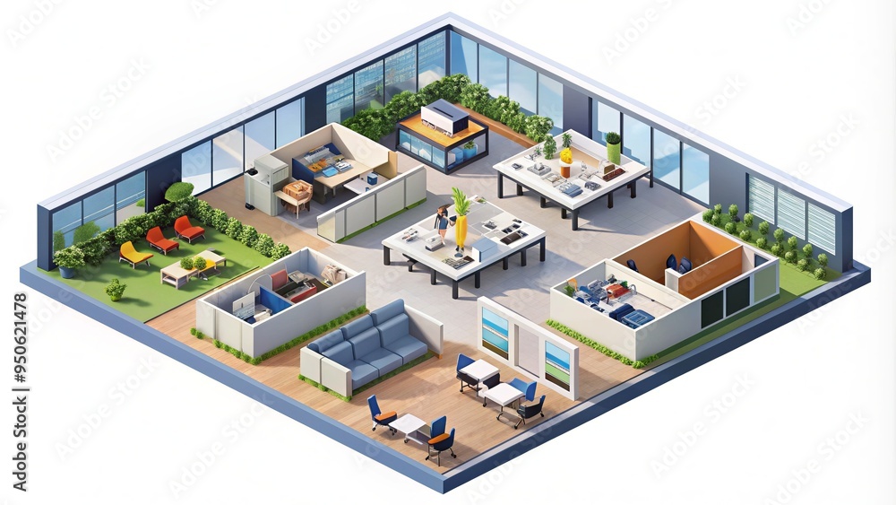 Obraz premium office+building+isometric