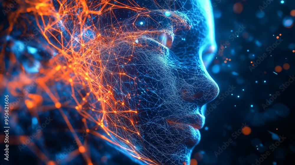 A futuristic representation of a human face composed of glowing neural network connections, symbolizing AI, technology, and digital intelligence. A futuristic representation of a human face composed of glowing neural network connections, symbolizing AI, technology, and digital intelligence.