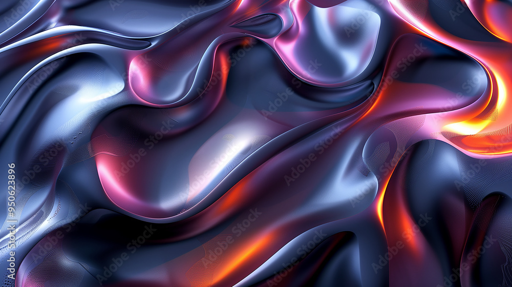 Obraz premium A purple and orange wave with a shiny, metallic look