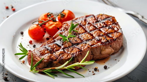 Grill Beef Meat Steak on a White Plate