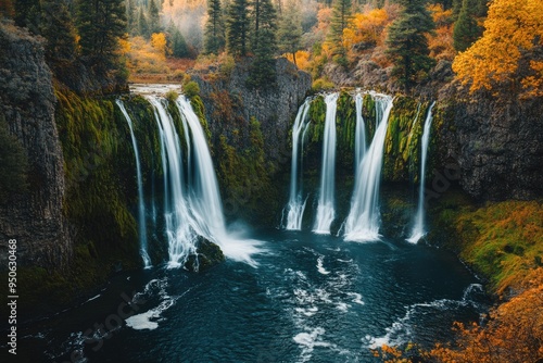 Burney Falls California. Picturesque McArthur-Burney Falls in Northern California During Autumn