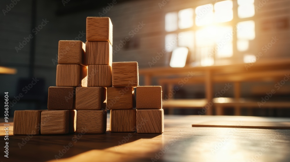 Stack of Wooden Blocks on Sunlit School Desk During Sunset Stack of Wooden Blocks on Sunlit School Desk During Sunset