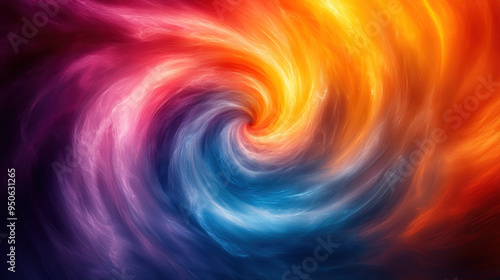 Abstract swirling vortex of red, orange, blue, and purple colors creating a dynamic and vibrant background.