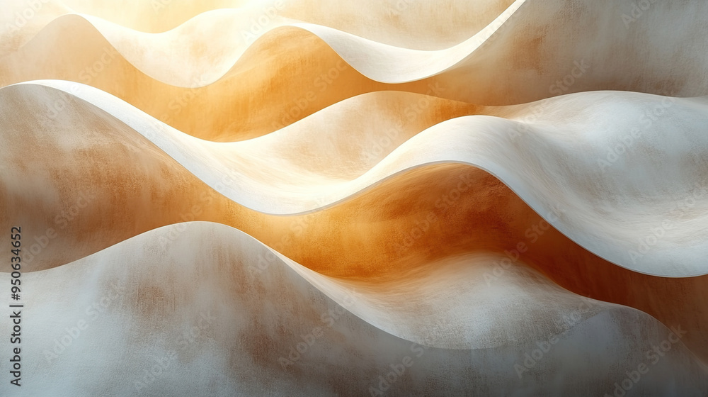 Abstract wavy white and brown background with light. Abstract wavy white and brown background with light.