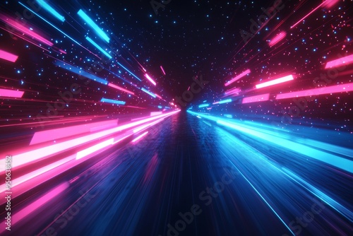 Abstract motion speed glowing effect background created with Generative AI