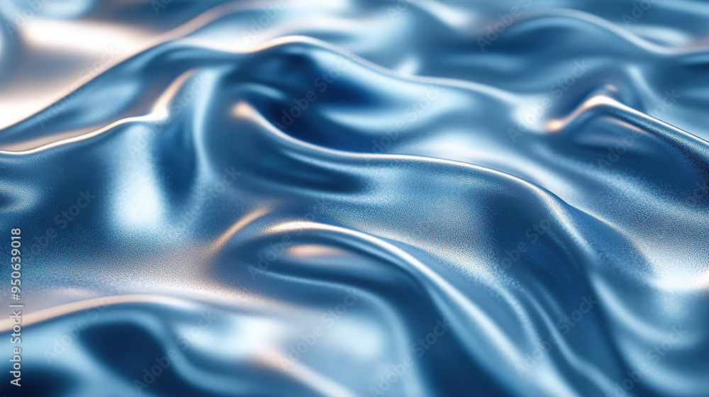 Close-up of smooth, flowing blue silk fabric with soft, gentle waves and a luxurious sheen. Close-up of smooth, flowing blue silk fabric with soft, gentle waves and a luxurious sheen.