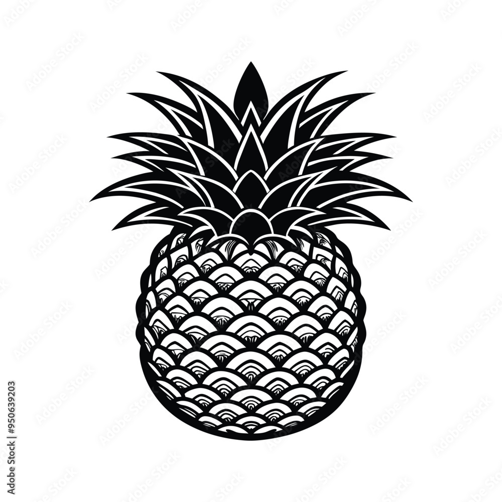 Obraz premium Pineapple icon illustration silhouette icon on white background.