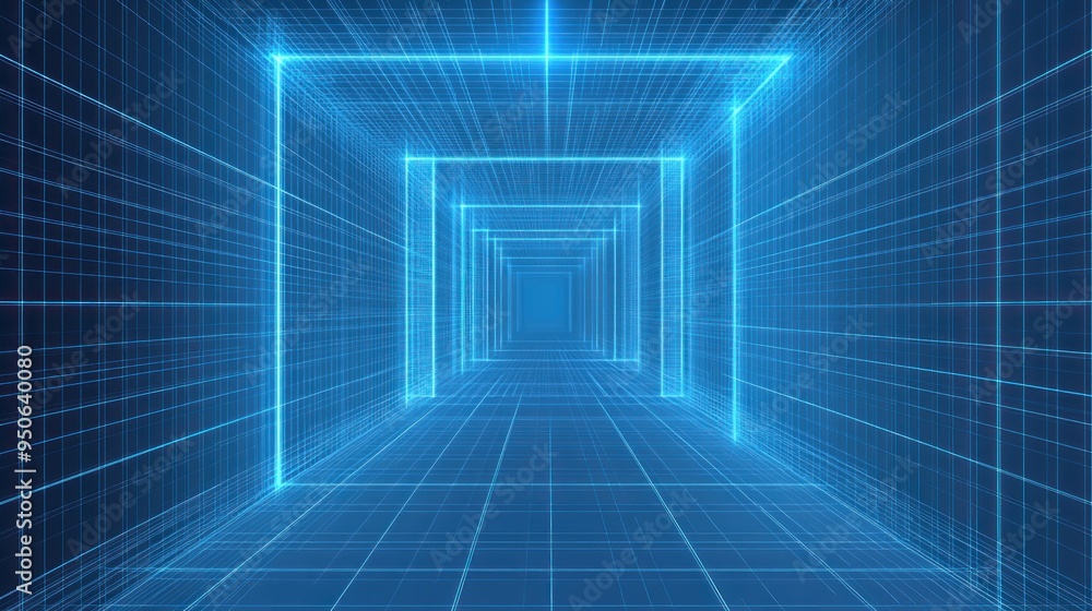 Abstract Blue Digital Tunnel Abstract Blue Digital Tunnel