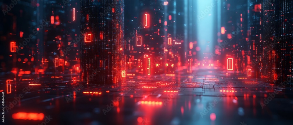 Fototapeta premium An abstract digital visualization of secure data protected by multifactor authentication, emphasizing defense protocols, reset capabilities, and authorization management