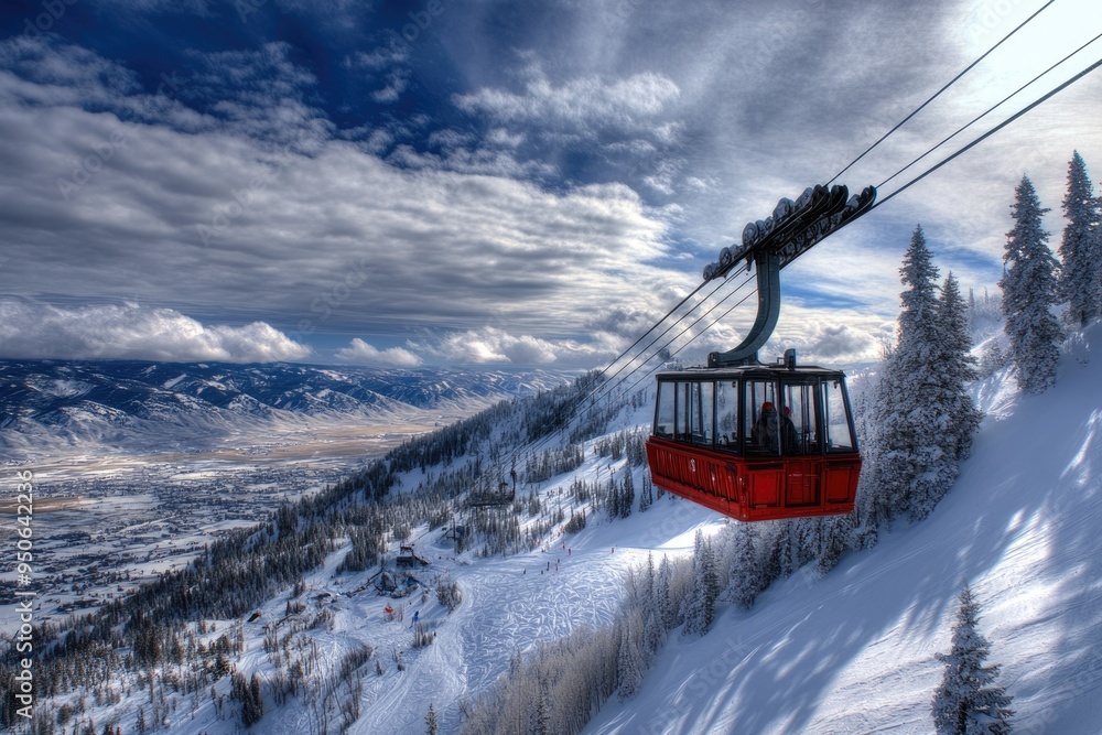 Jackson Hole Tram. Ski and Snowboard Gondola in Wyoming's Snowy Mountain Jackson Hole Tram. Ski and Snowboard Gondola in Wyoming's Snowy Mountain