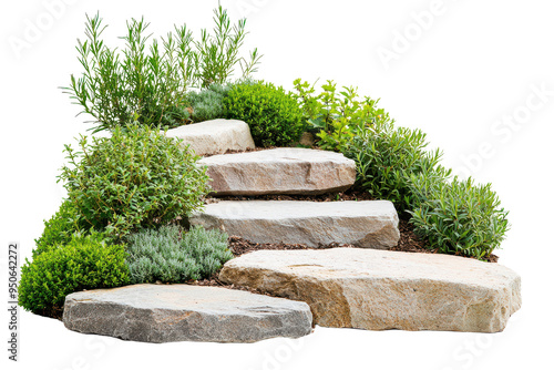 A serene stone pathway surrounded by lush greenery, perfect for enhancing garden landscapes and outdoor designs.