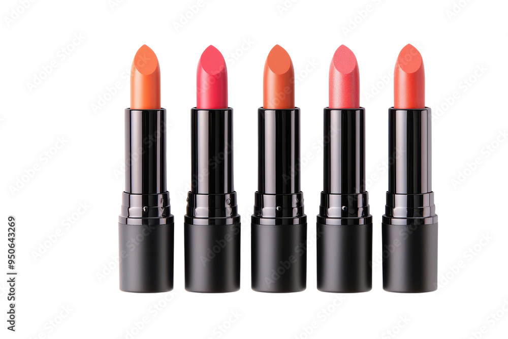 Obraz premium Collection of stylish lipstick in various shades perfect for makeup enthusiasts and beauty professionals.