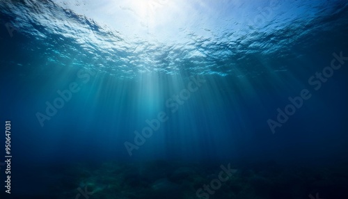 deep ocean with rays of light filtering from the surface generative ai