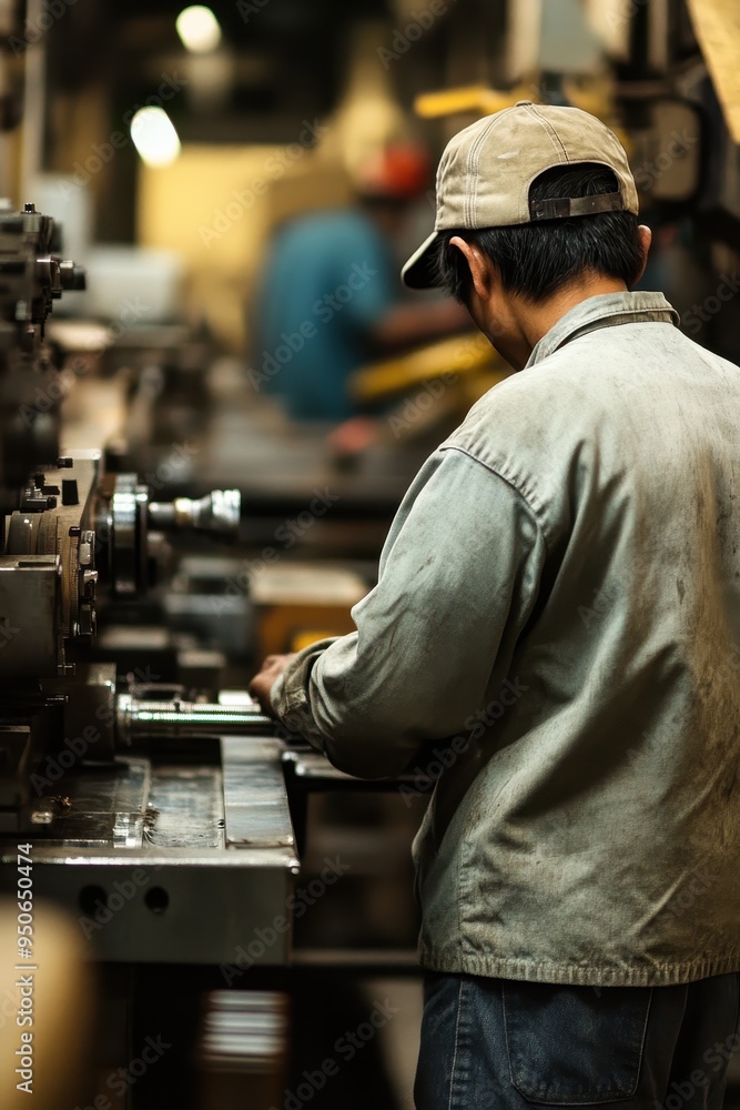Skilled Machinist Crafting Metal Components in Industrial Workshop Skilled Machinist Crafting Metal Components in Industrial Workshop
