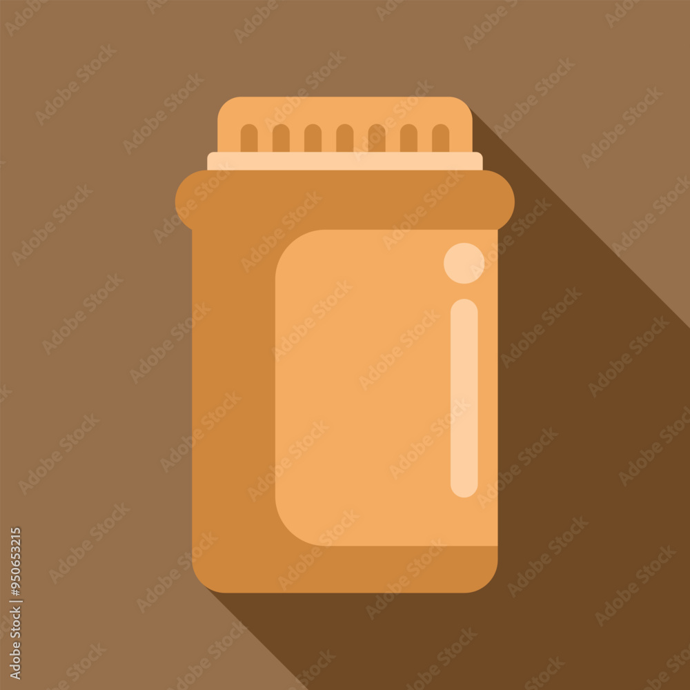 Simple flat design icon of a plastic jar packaging casting a long shadow Simple flat design icon of a plastic jar packaging casting a long shadow
