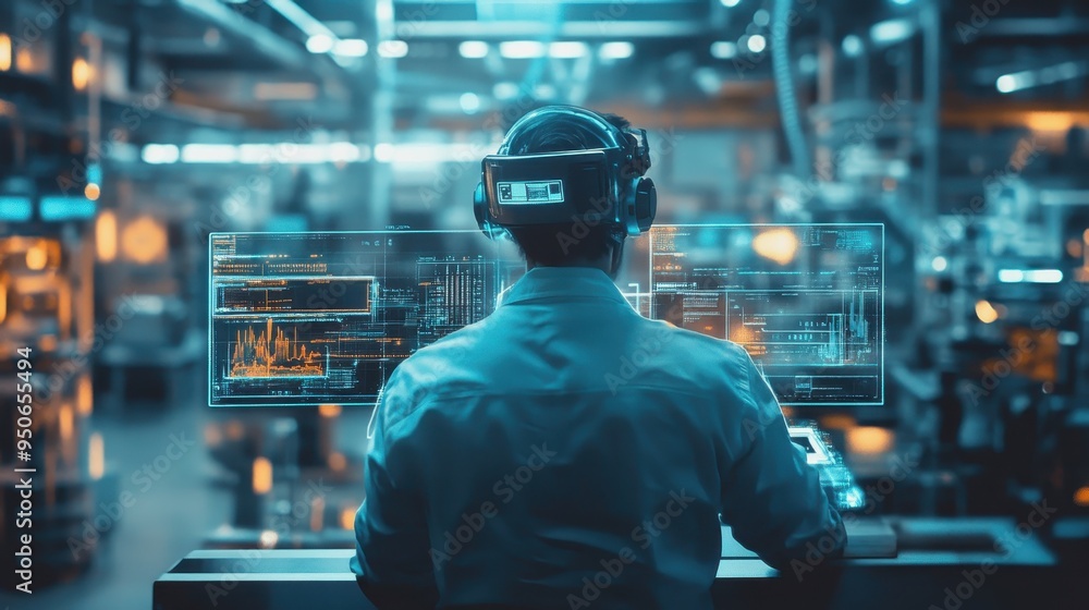 Immersed in the Future: Man in VR Headset Explores Cutting-Edge Technology Immersed in the Future: Man in VR Headset Explores Cutting-Edge Technology