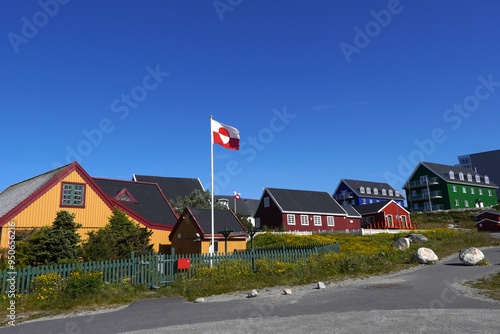 Houses in a neighborhood in Nuuk Greenland