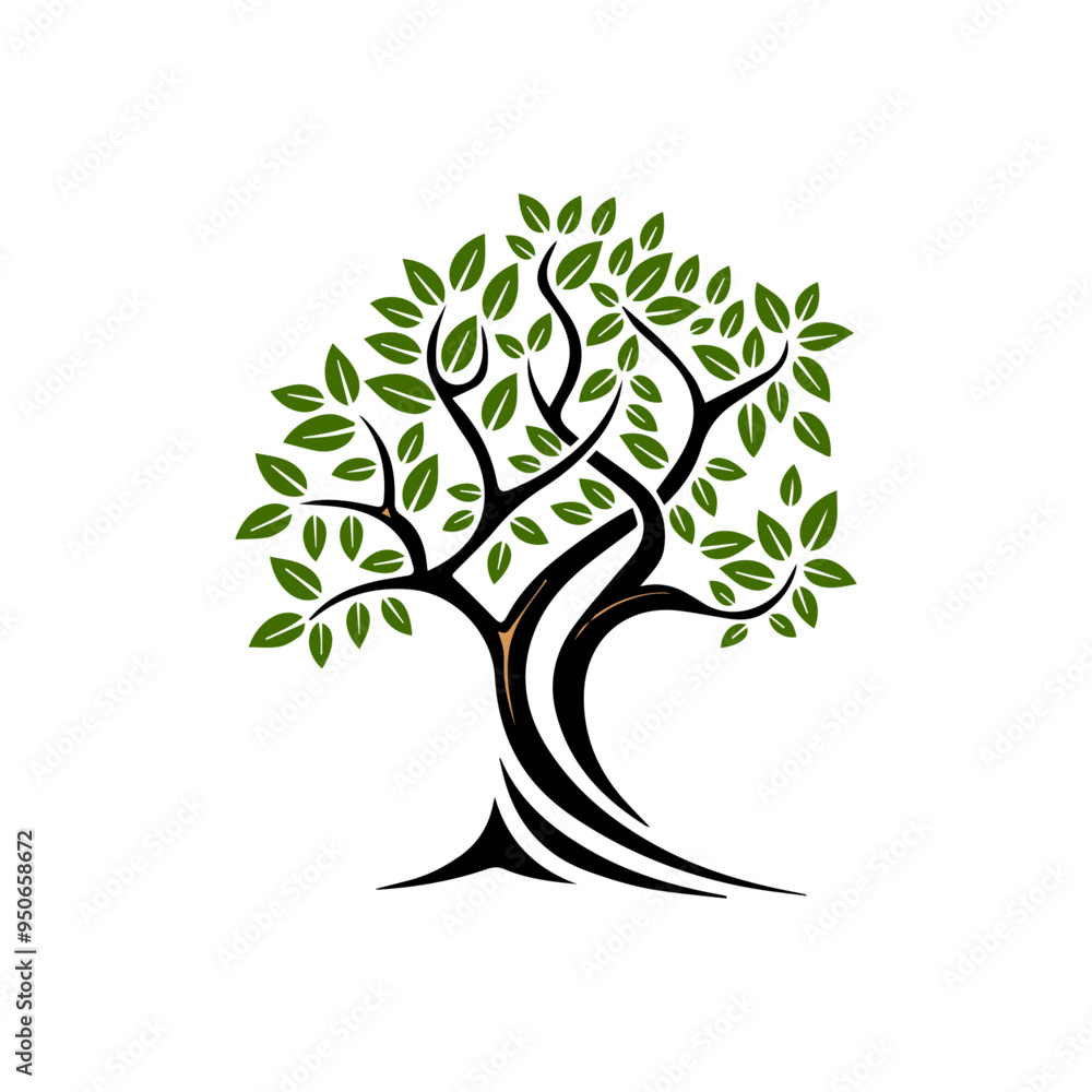 Obraz premium Vector tree. Tree silhouette. Green Spring Tree. Vector Illustration.