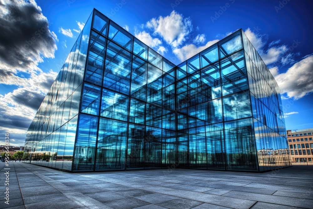 Fototapeta premium Office Building with Modern Glass Windows in Budapest
