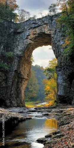 Natural Bridge, Virginia. Historic Natural Limestone Arch Bridge in County Landmark