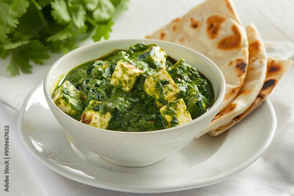 Homemade Palak Paneer with roti or Naan, flatbread -North Indian vegetarian meal for Diwali Homemade Palak Paneer with roti or Naan, flatbread -North Indian vegetarian meal for Diwali