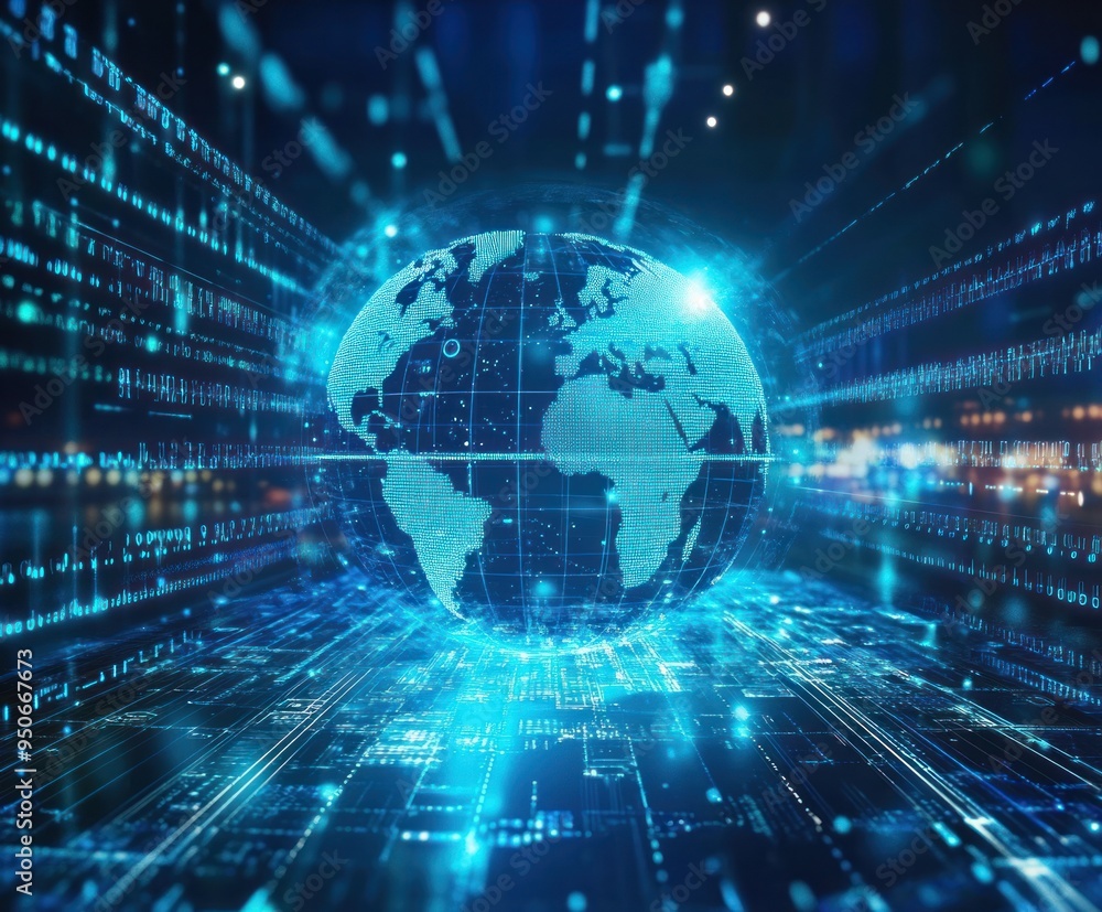 A blue background with the world map on it, highlighting global network and connectivity A blue background with the world map on it, highlighting global network and connectivity