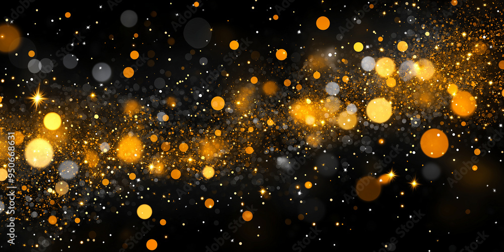 Golden bokeh lights create magical atmosphere for festive Christmas background Golden bokeh lights create magical atmosphere for festive Christmas background