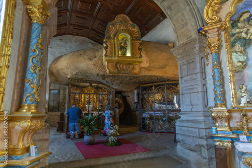 Large granite rock in the church chapel of Sanctuary of Our Lady of Lapa in the civil parish of Quintela photo