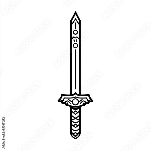 Kunai Outline. Ninja Culture Asian Graphic in Linear Icon Style photo